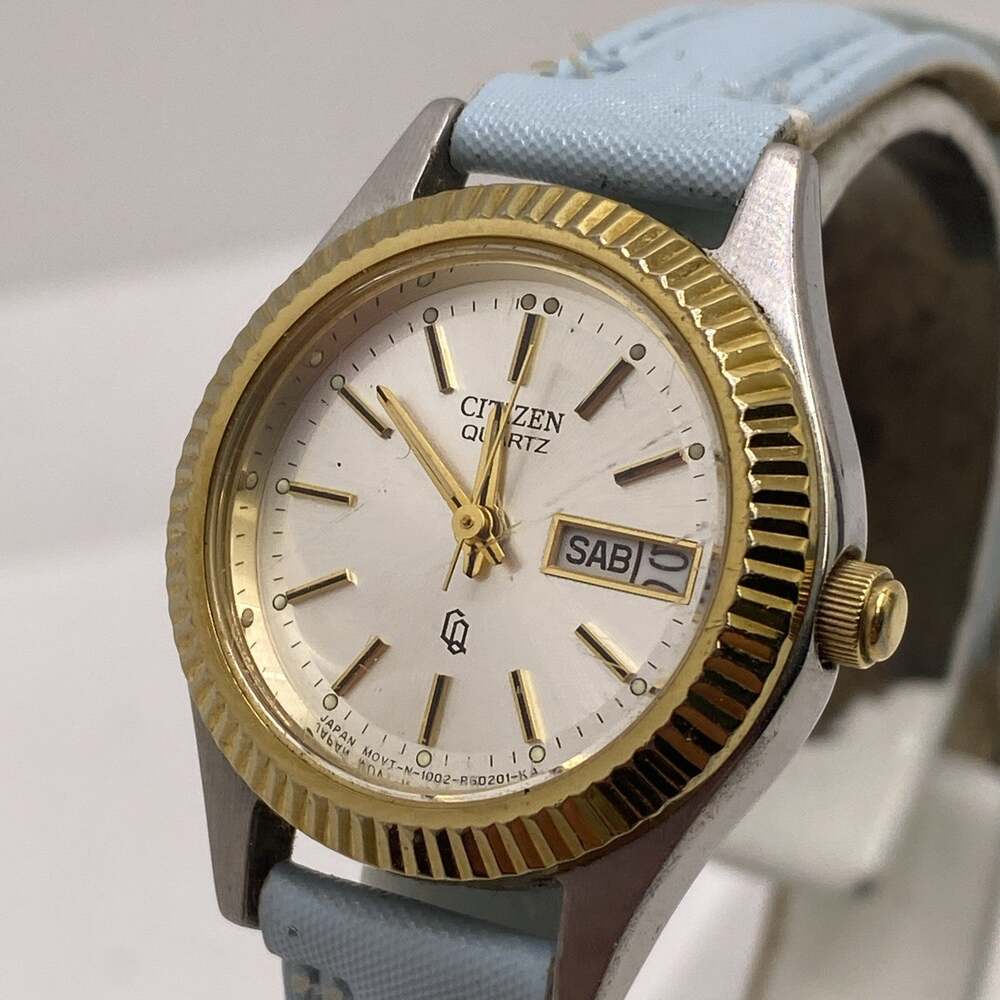 Vintage Citizen Womens Gold Silver Watch New Battery